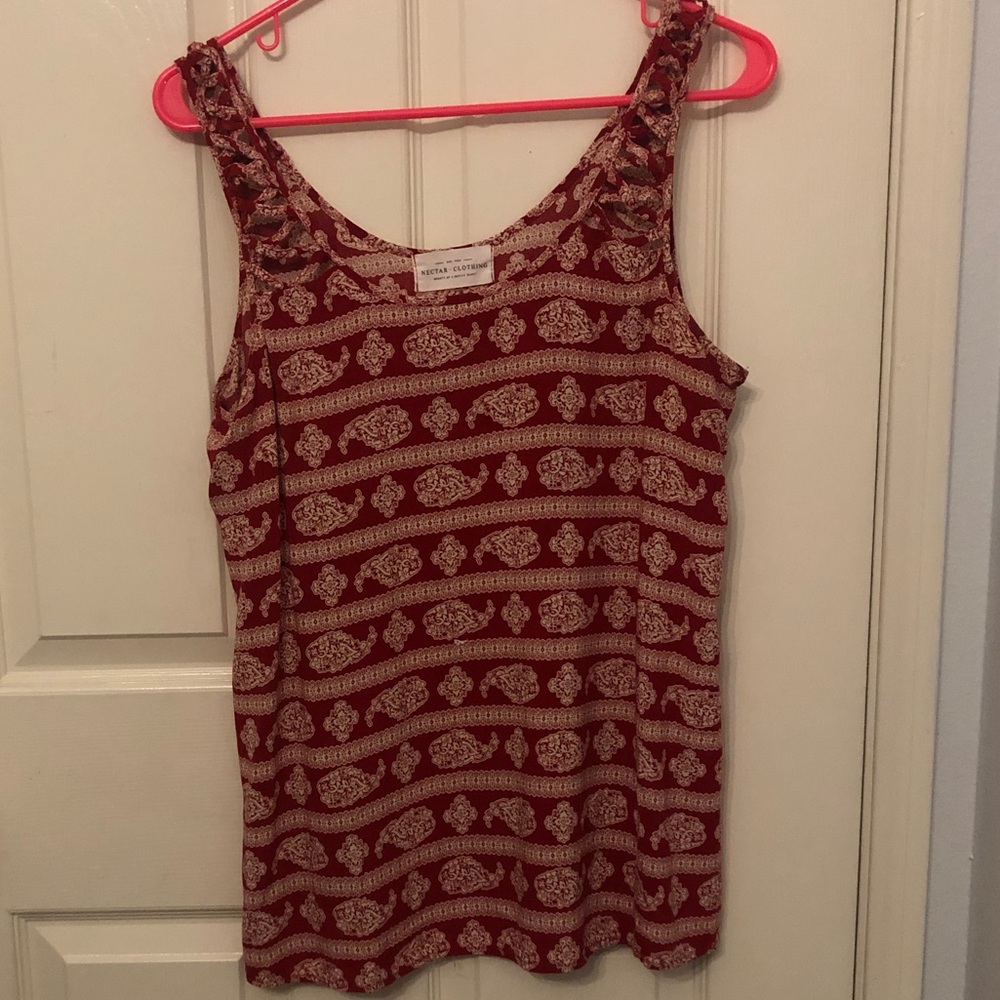 Patterned Red and White Shirt